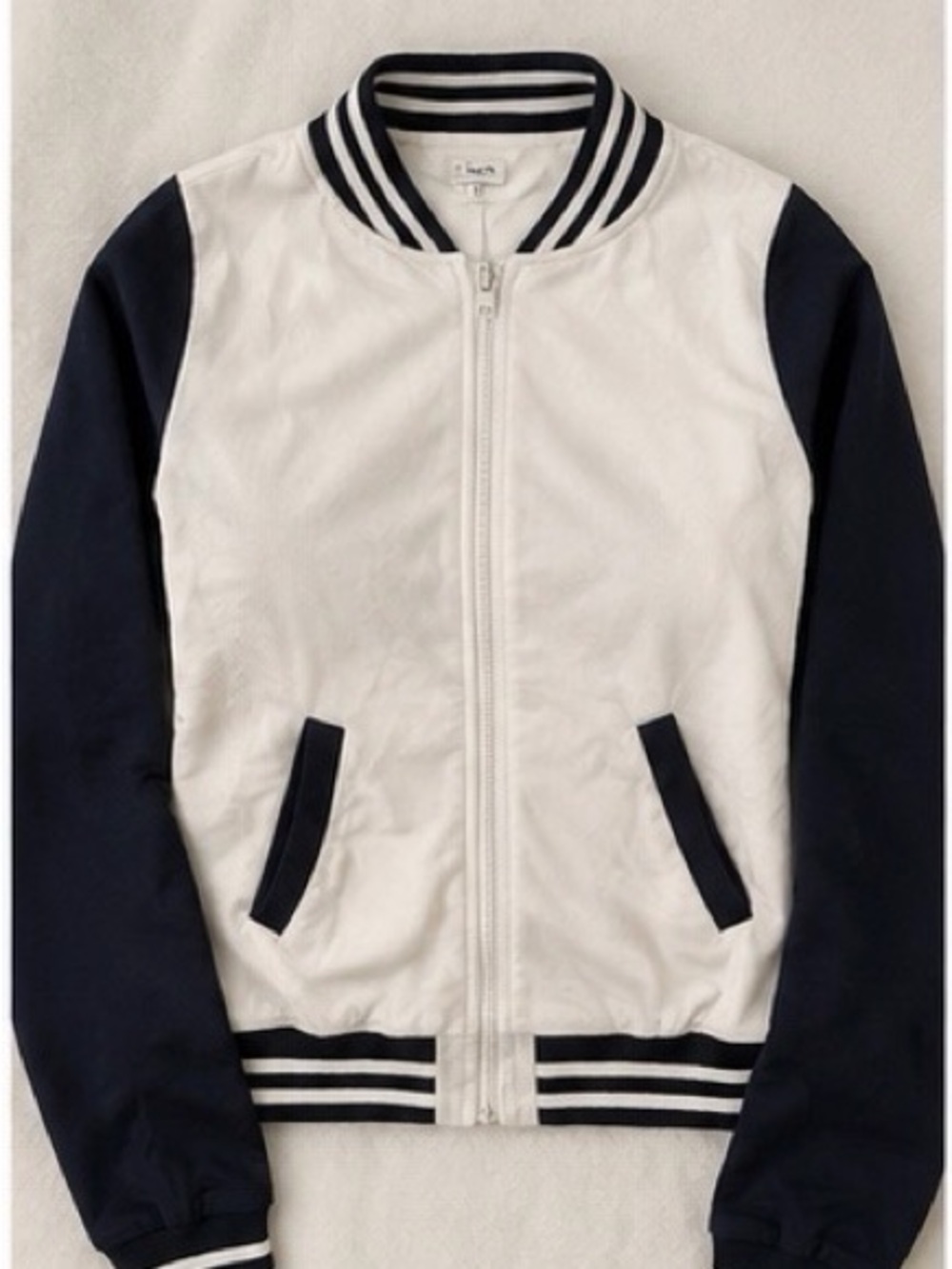 Fashion Nova Navy & White Varsity Bomber Jacket